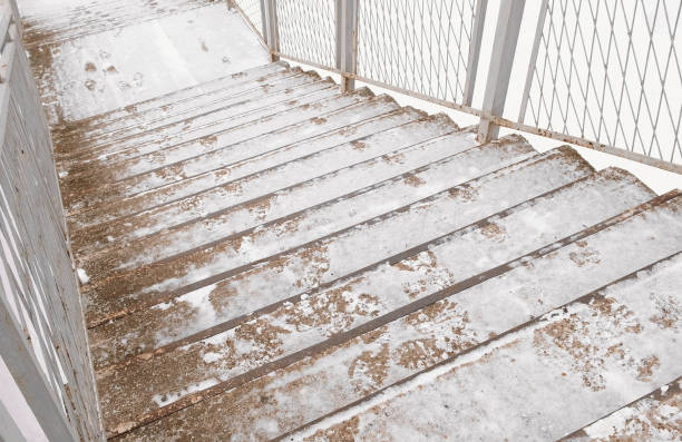 istock Staircase covered in snow in winter day. 1132760909