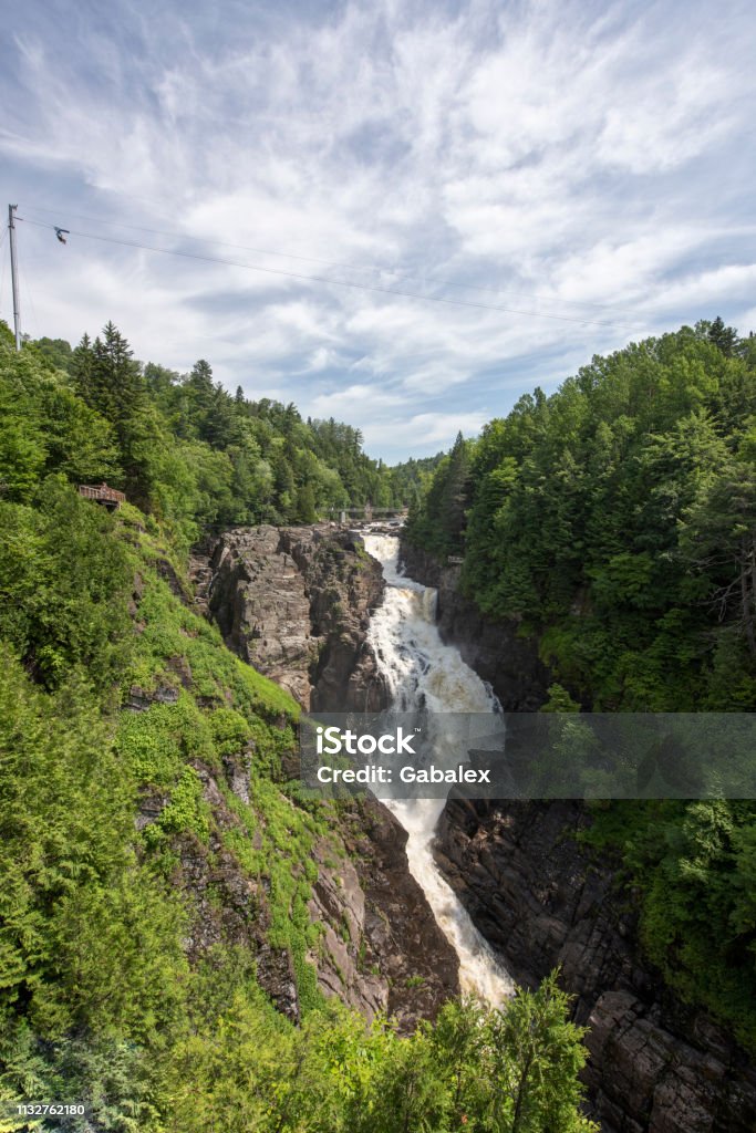 Waterfall Fall of the St-Anne-du-Nord River in Canada 2014 Stock Photo