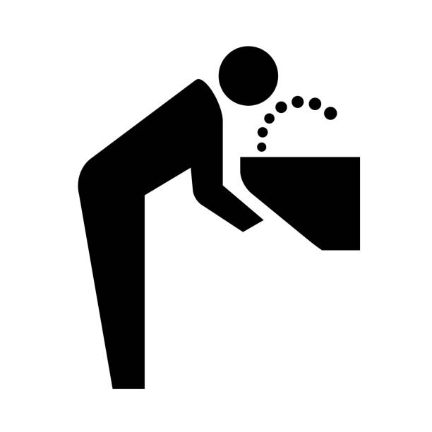 A water supply station Pictogram of the water supply station. drinking fountain stock illustrations