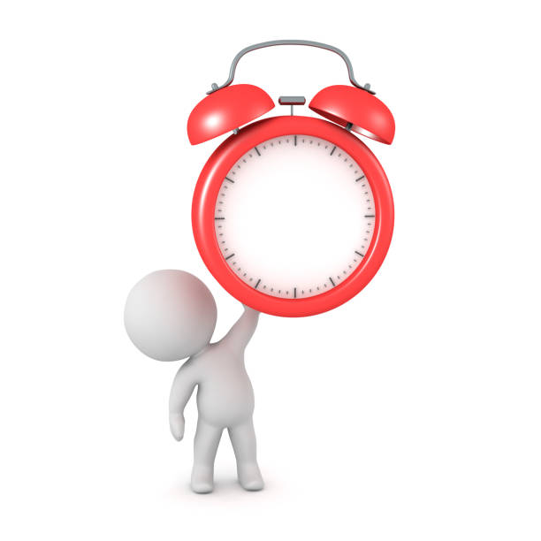 istock 3D Character Holding Up an Alarm Clock 1132764798