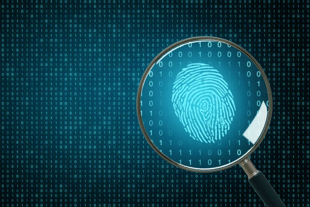 biometría y telón de fondo computacional - bolsa para pruebas fotografías e imágenes de stock