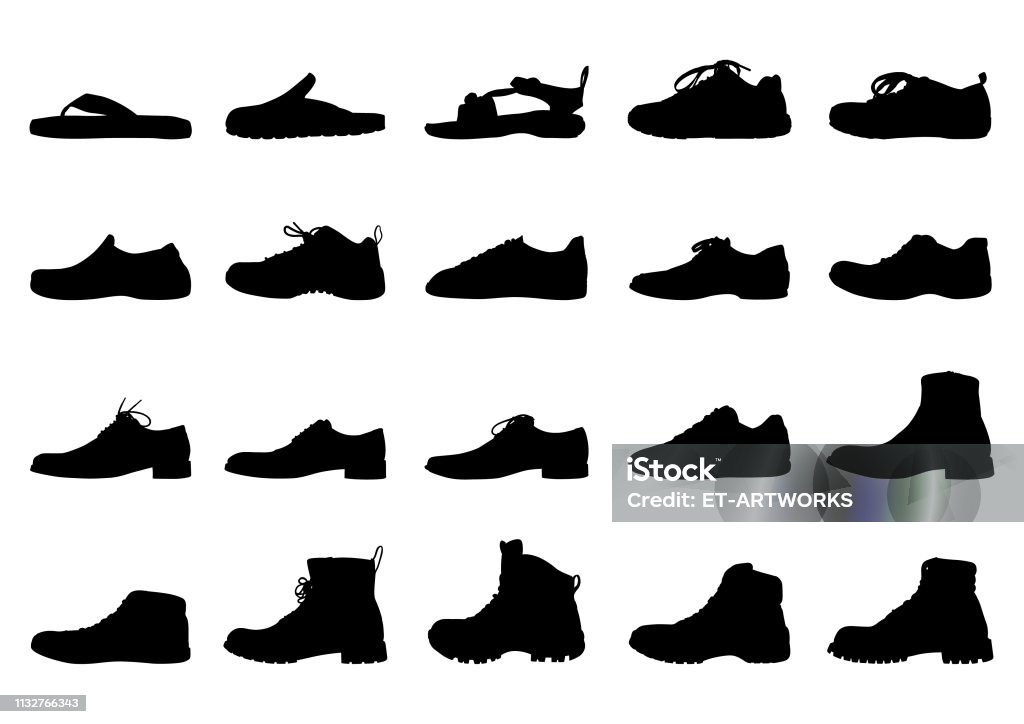 Men shoes silhouett Eps10 vector illustration with layers (removeable) and high resolution jpeg file included (300dpi). Shoe stock vector