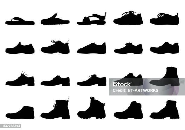 Men Shoes Silhouett Stock Illustration - Download Image Now - Shoe, Icon Symbol, In Silhouette