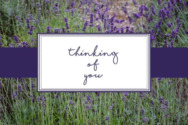 istock Thinking of you card with lavender background 1132767535