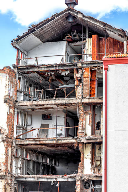 Damaged building after NATO Bombing in Belgrade, Serbia