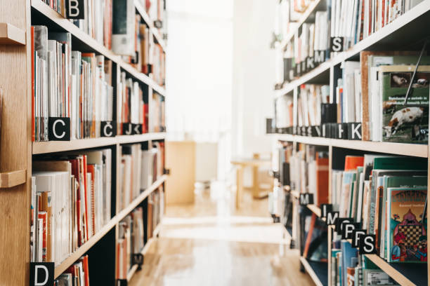 istock A line in a library with wooden shelves 1132774239