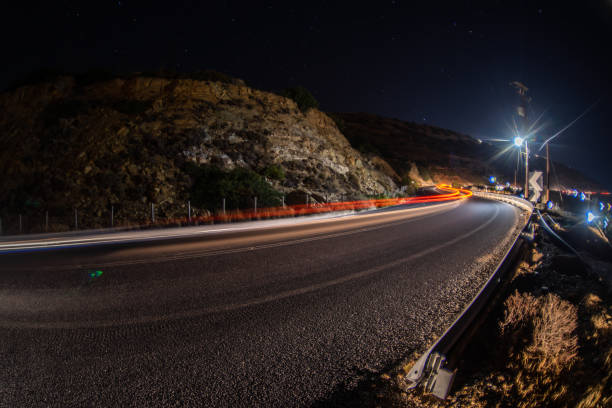 istock car light trails on serpentine road 1132777835