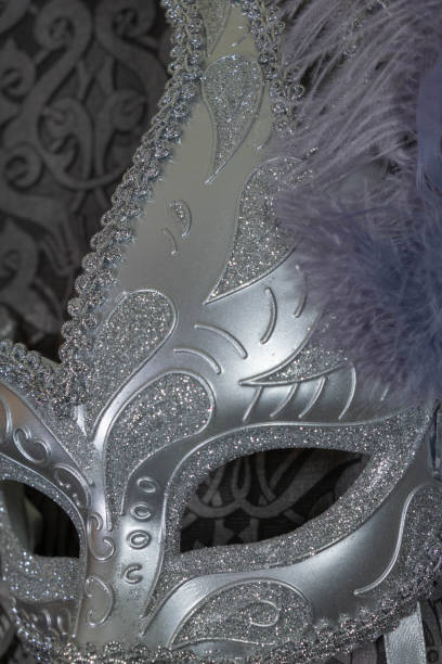 istock Purple Feathered Silver Carnival mask 1132782200