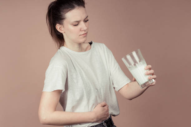 istock cute girl like hate milk 1132782937