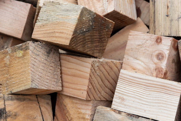 istock Wooden cubes closeup, lumber 1132782941
