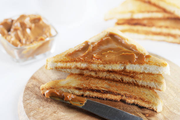 istock toasted toast with boiled condensed milk, jam 1132784276