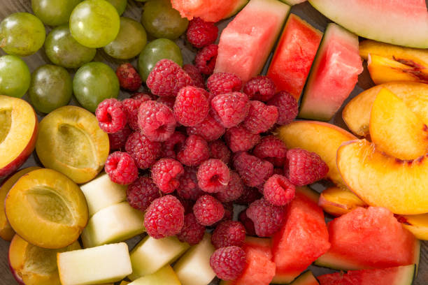 istock A mixture of their fruit, close-up. View from the top, Flat Lay. 1132784860