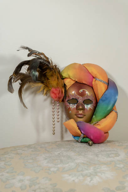istock Nice carnival, very colorful harlequin mask with feather 1132785564