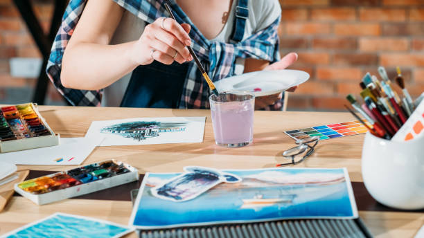istock studio workplace artist work watercolor painting 1132787273