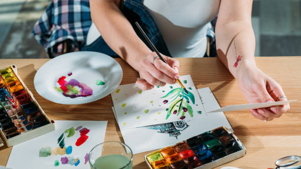 istock artist workplace sketch palette get inspiration 1132787280