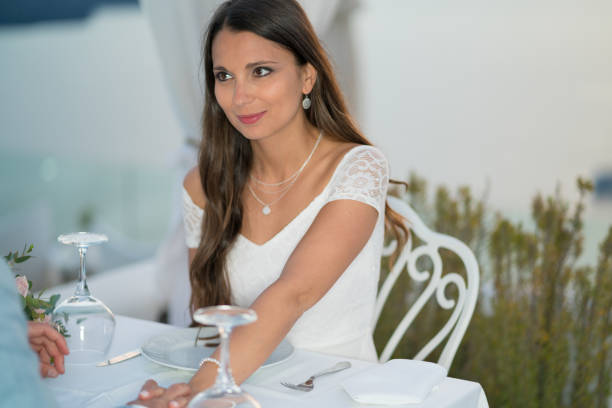 beautiful woman romantic luxury dinner table