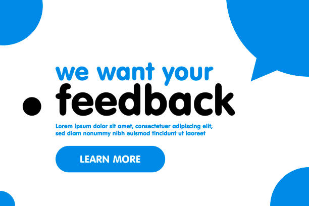 We want your feedback web banner template with speech bubble in background. Vector illustration We want your feedback web banner template with speech bubble in background. Vector illustration. suggestion box stock illustrations