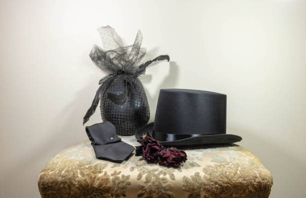 istock Voile Bibi, top hat, tie and dried flowers for buttonhole 1132790076