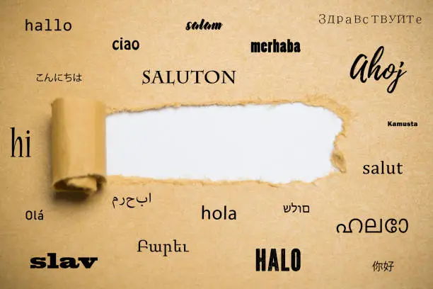 Photo of Torn paper revealing copy space surrounded by the word 