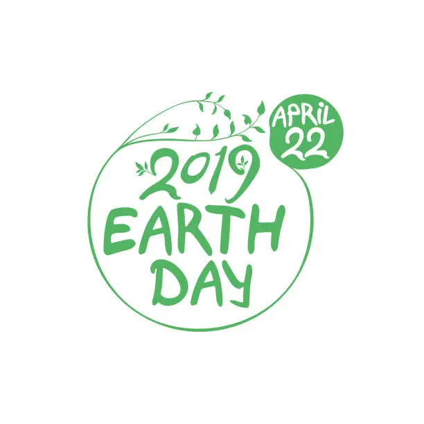 Vector illustration of Concept 2019 Earth Day. Round green vector template.