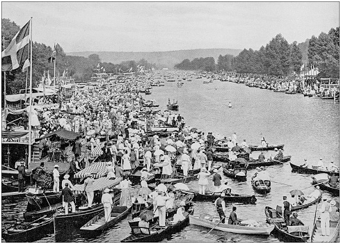 Antique black and white photograph of England and Wales: Henley Regatta