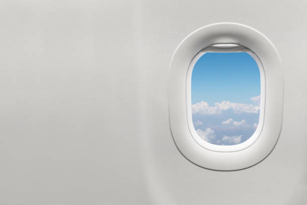 Empty single airplane window.