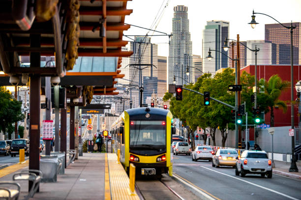 Los Angeles downtown skyline looking from 1st St.