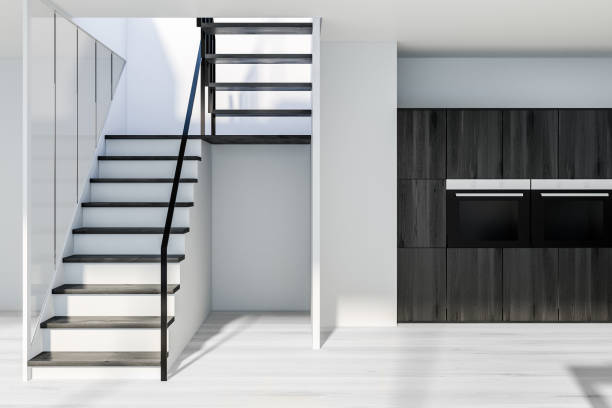 istock Wooden kitchen counters and stairs 1132797308