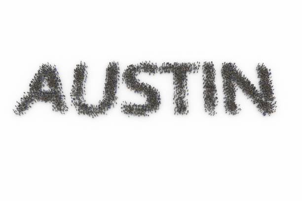 istock Large group of people standing together forming AUSTIN 1132797583