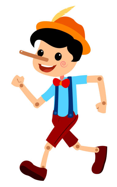 ilustrações de stock, clip art, desenhos animados e ícones de pinocchio tale vectoral illustration. - pinocchio fairy tale puppet picture book