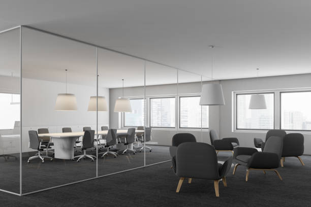 istock Side view of meeting room and lounge 1132798113