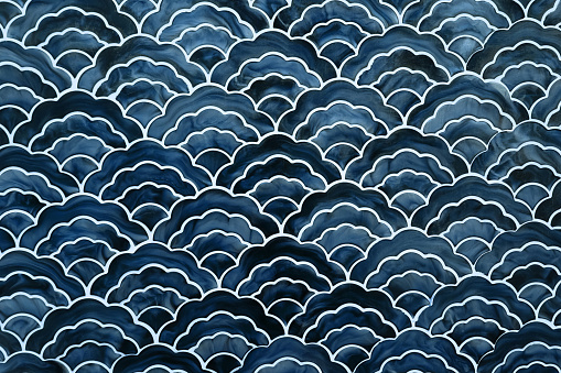 background of blue japanese style wave pattern teture
