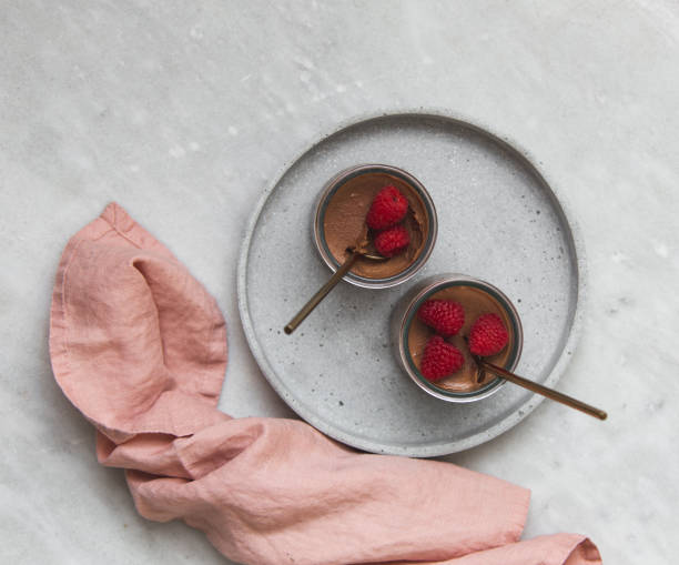 istock vegan Chocolate dessert with raspberries on marble background with copy space 1132799424