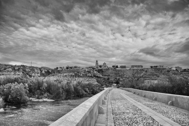 Colegiata cathedral and town of Toro with trees, Duero river, bridge and clouds. Colegiata cathedral and town of Toro with trees, Duero river, bridge and clouds. meio ambiente stock pictures, royalty-free photos & images