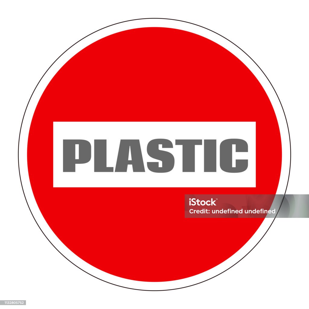 Stop Polyester Sign Prohibition Or Ban Sign Plastic Free Concept Stop Using Plastic Vector ...