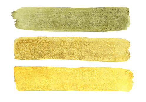 Acuarela conjunto de trazos de pincel largo verde y amarillo con textura de sal photo
