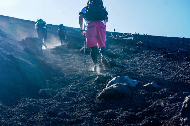 People hiking at Mt.Fuji