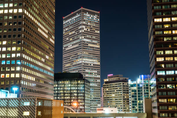 istock Denver Colorado downtown nightscape timelapse illuminated skyscrapers 1132807727