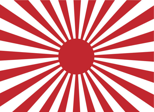 일본의 붉은 태양 광선의 벡터 상승 태양 - japanese flag stock illustrations