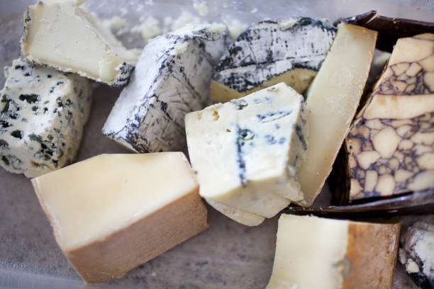Selection of artisan cheeses stock photo