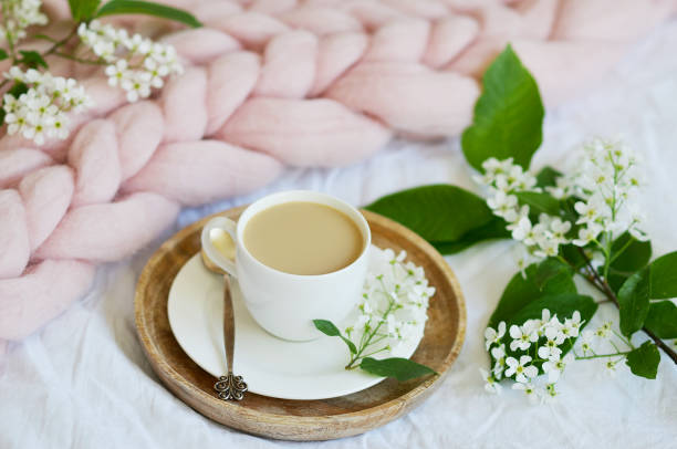 istock Cup with white coffee, lazy morning concept 1132812252