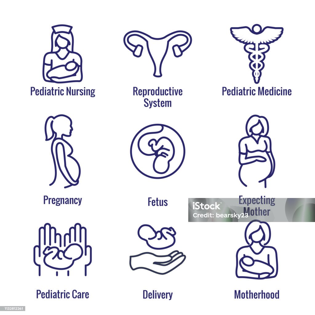 Pediatric Medicine with Baby / Pregnancy Related Icon - Royalty-free Ícone arte vetorial