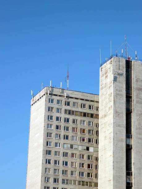 istock edge of office building with antennas 1132812579