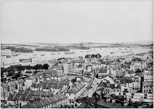 Antique black and white photograph of England and Wales: Devonport and the Hamoaze