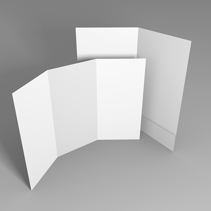 Blank white folder brochure template mockup. 3d render illustration