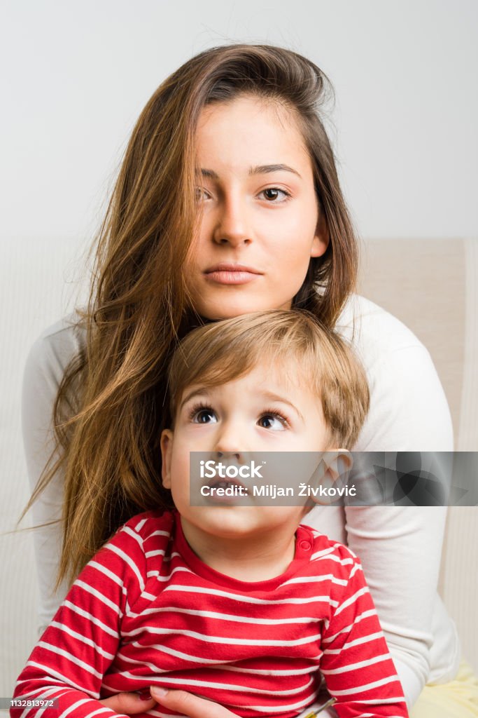 Brother and sister portrait age difference young mother Brother and sister portrait age difference Single Mother Stock Photo
