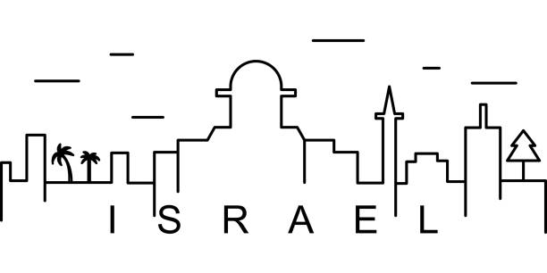 Israel outline icon. Can be used for web, logo, mobile app, UI, UX Israel outline icon. Can be used for web, logo, mobile app, UI, UX on white background israel skyline stock illustrations