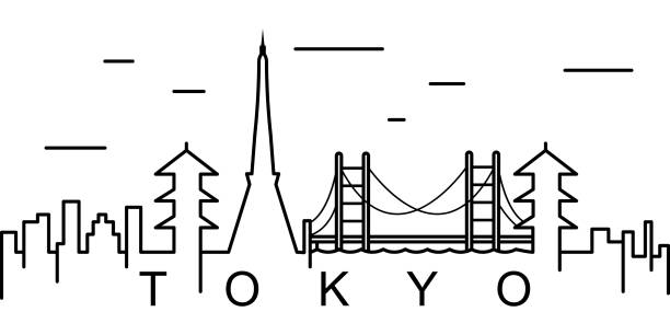 illustrazioni stock, clip art, cartoni animati e icone di tendenza di icona del contorno di tokyo. può essere utilizzato per web, logo, app mobile, interfaccia utente, ux - tokyo prefecture japan skyline japanese culture