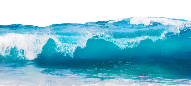 istock Blue sea wave with white foam isolated on white background. 1132818073