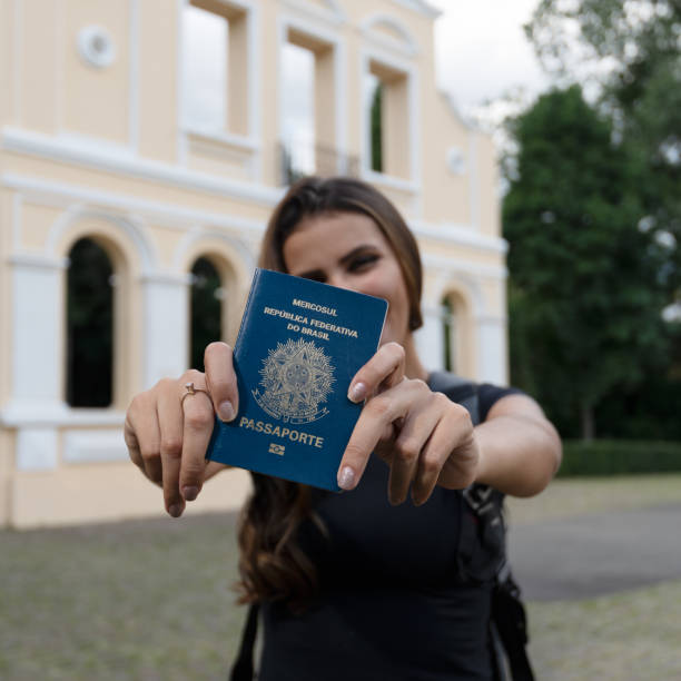 'Beautiful woman with Brazilian passport.' stock photo